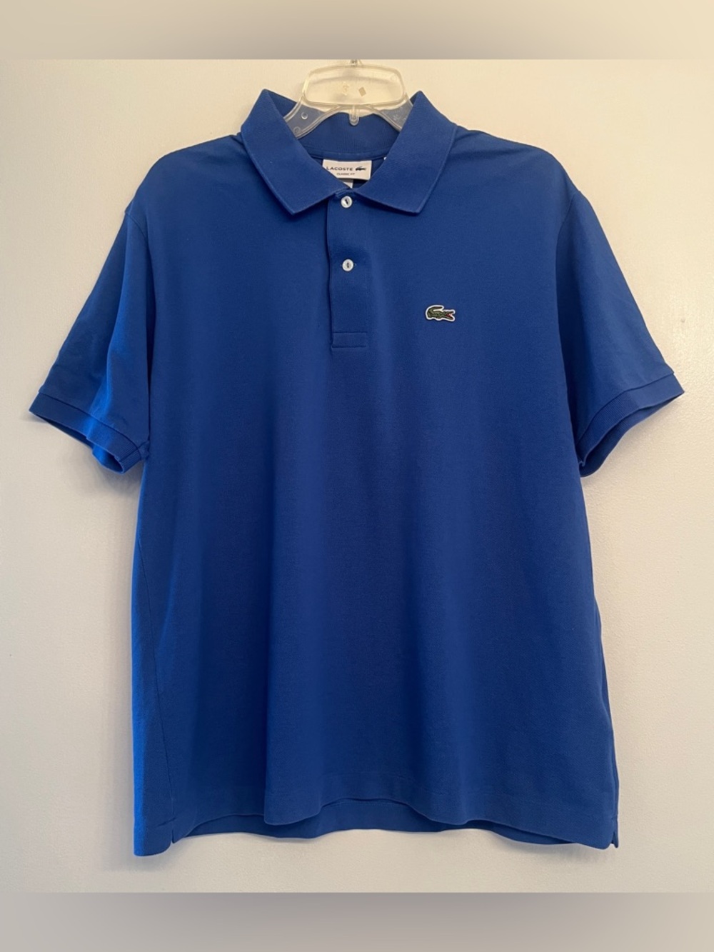 Lacoste Classic Fit blue piqué polo shirt size XL